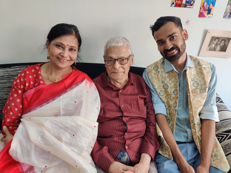 Three generations — Dr. P.C. Chatterjee, Mrs. Rupa Bhattacharya & Mr. Abhinav Bhattacharya