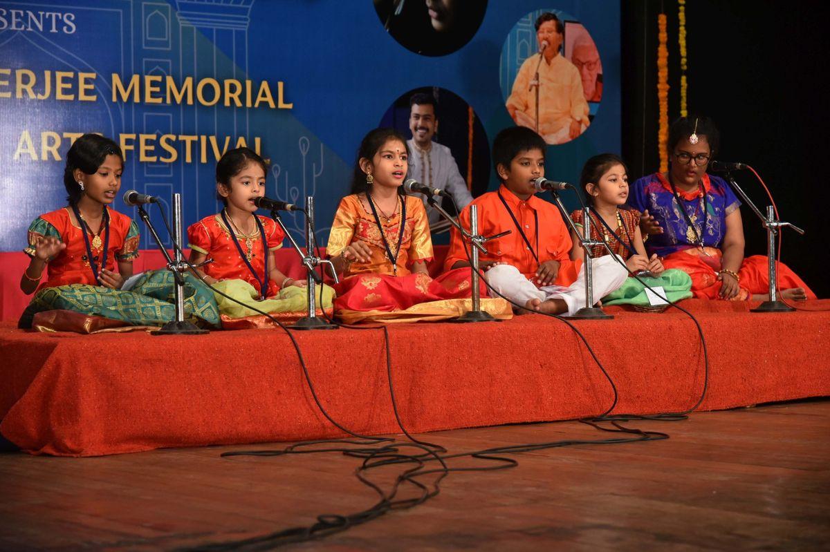 Vocal music students performing on stage at Kala Kuteer